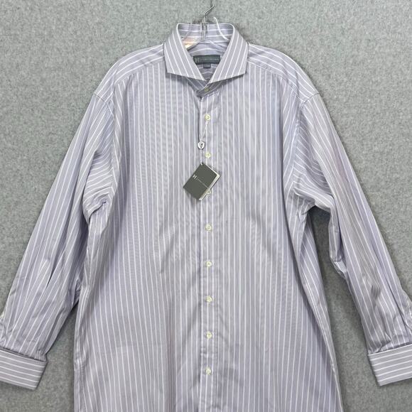Hickey Freeman Dress Shirt Size 17 X-Long French Cuff Striped Executive Office - Picture 3 of 16
